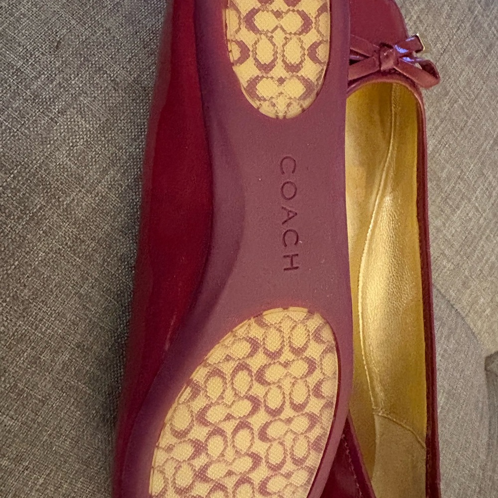 Coach Red Patent Leather Flats with Bow - Picture 3 of 4